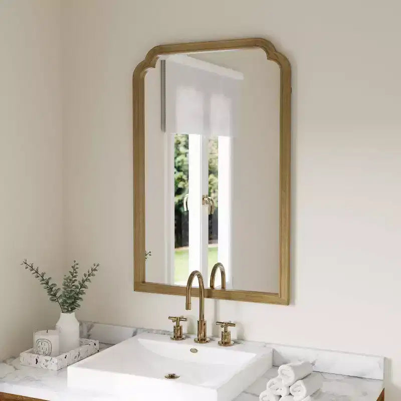 Grand miroir mural décoratif avec cadre en bois massif pour salle de bain, entrée, salle à manger et salon
