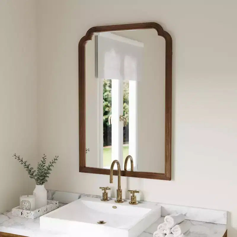 Grand miroir mural décoratif avec cadre en bois massif pour salle de bain, entrée, salle à manger et salon