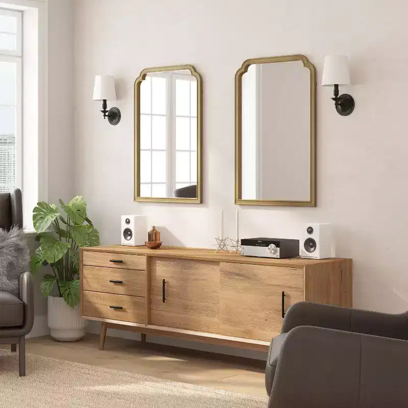 Flash Furniture Efie Large Accent Wall Mirror with Solid Wood Frame for Bathroom, Entryway, Dining Room &amp; Living Room