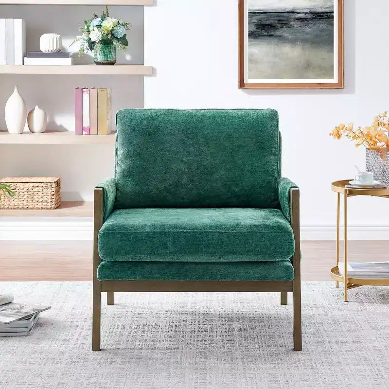 Fauteuil d'appoint en velours style Mid-Century Modern