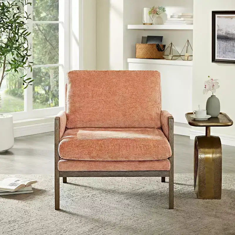 Fauteuil d'appoint en velours style Mid-Century Modern