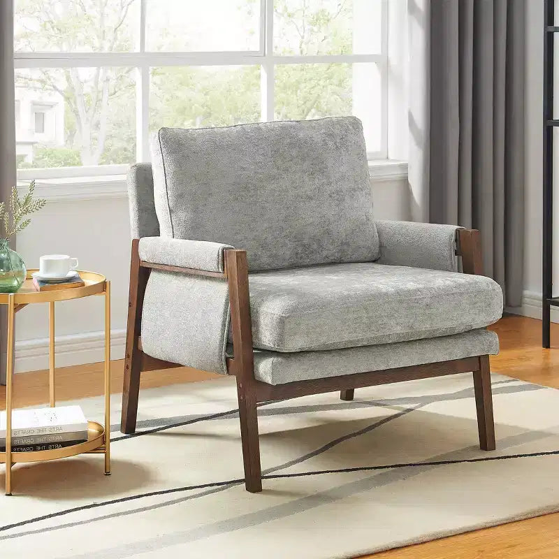 Fauteuil d'appoint en velours style Mid-Century Modern