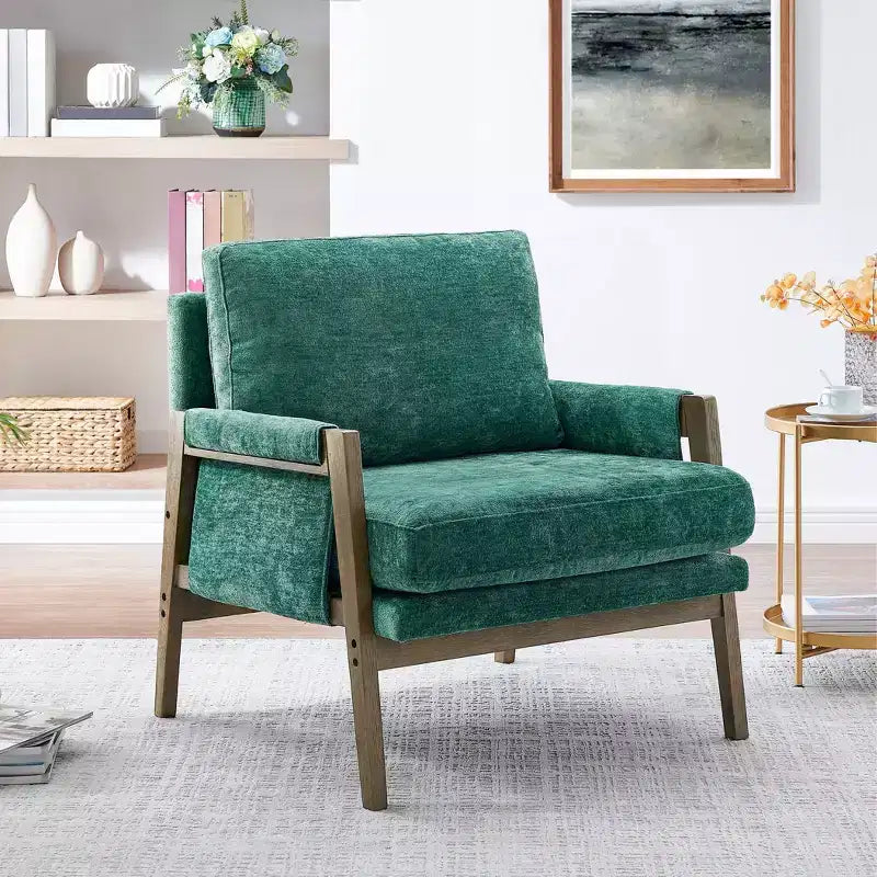 Fauteuil d'appoint en velours style Mid-Century Modern