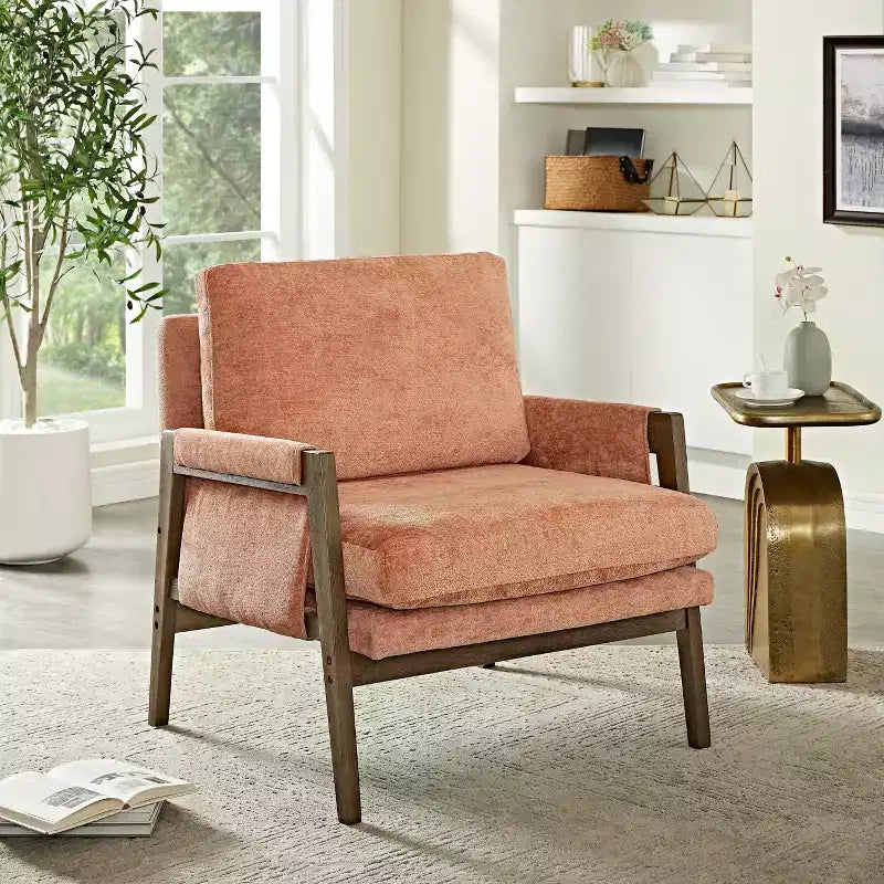 Fauteuil d'appoint en velours style Mid-Century Modern