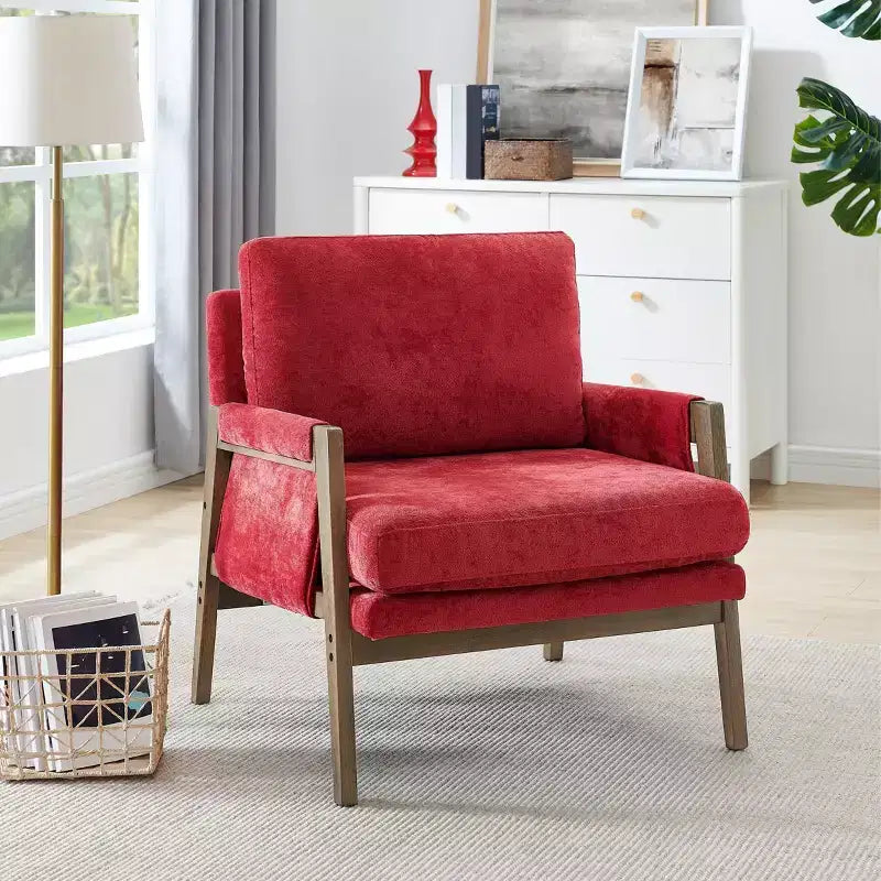 Fauteuil d'appoint en velours style Mid-Century Modern