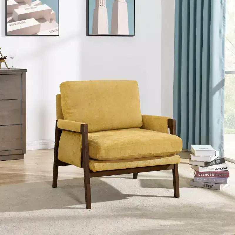 Fauteuil d'appoint en velours style Mid-Century Modern