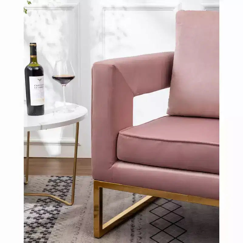 Fauteuil d'appoint contemporain rembourré, rose