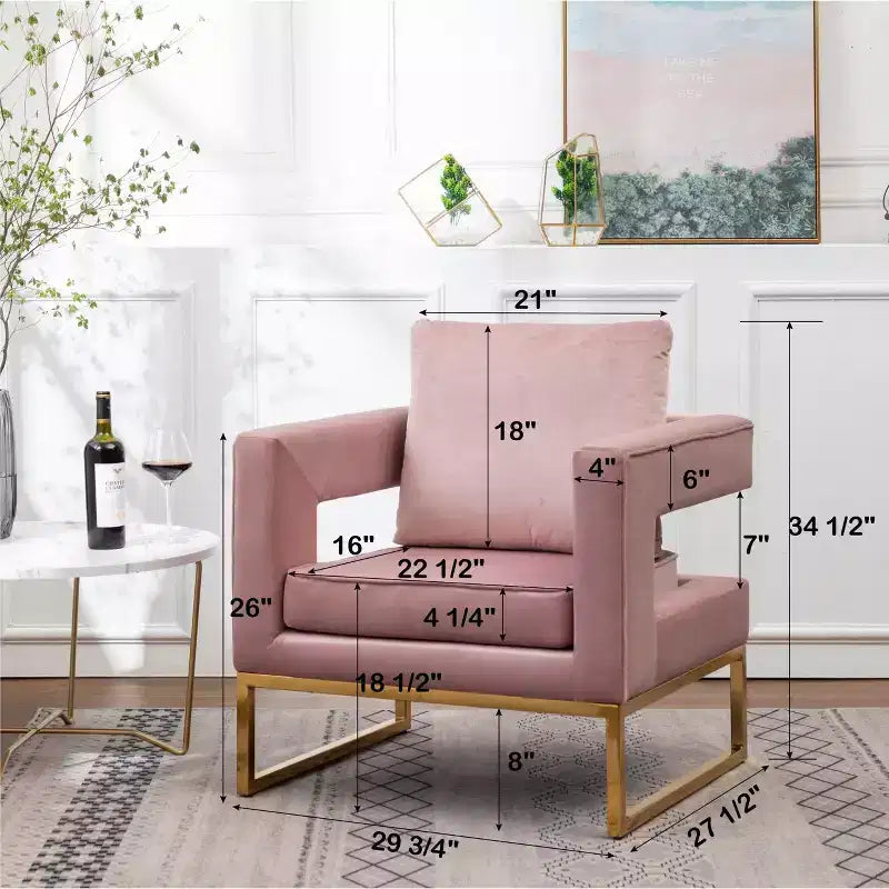Fauteuil d'appoint contemporain rembourré, rose