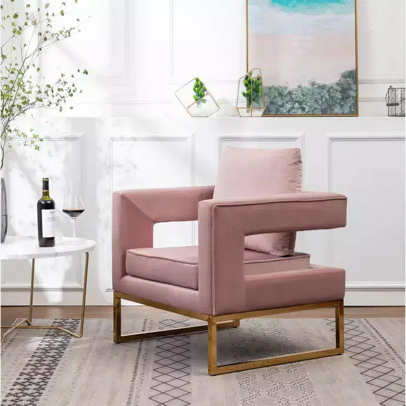 Fauteuil d'appoint contemporain rembourré, rose