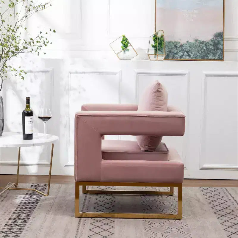 Fauteuil d'appoint contemporain rembourré, rose