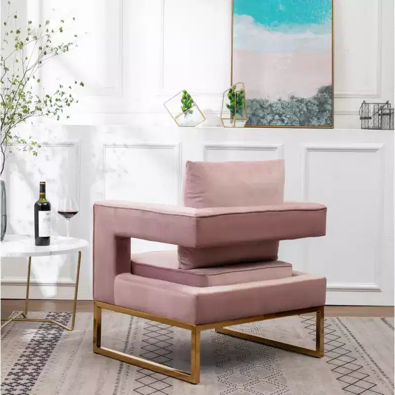 Fauteuil d'appoint contemporain rembourré, rose