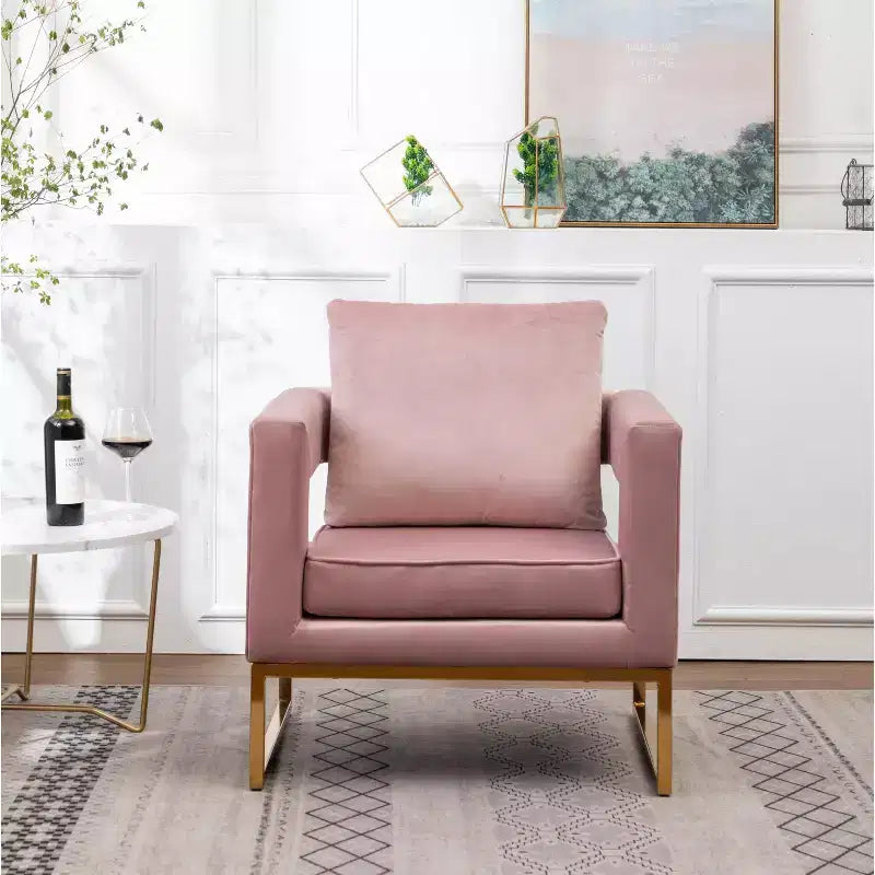 Fauteuil d'appoint contemporain rembourré, rose