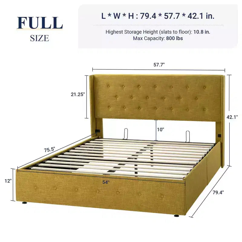Lit de rangement relevable, tête de lit capitonnée avec accoudoirs, pas besoin de sommier tapissier, rangement hydraulique, capitonné