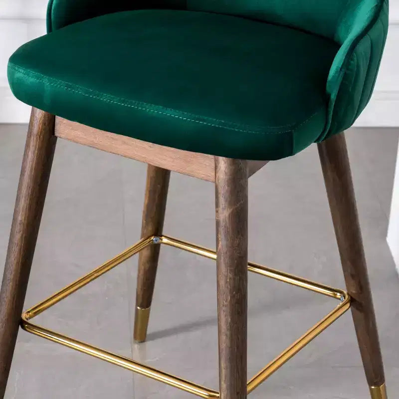 Tabourets de bar à dossier ailé recouverts de tissu, vert