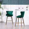 Tabourets de bar à dossier ailé recouverts de tissu, vert
