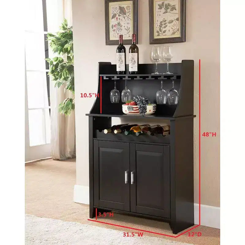 Meuble Buffet Range-Bouteilles et Rangement, Noir