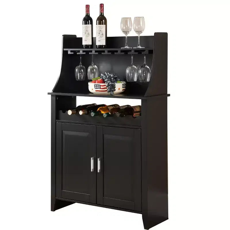 Meuble Buffet Range-Bouteilles et Rangement, Noir