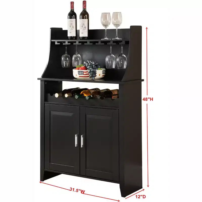 Meuble Buffet Range-Bouteilles et Rangement, Noir