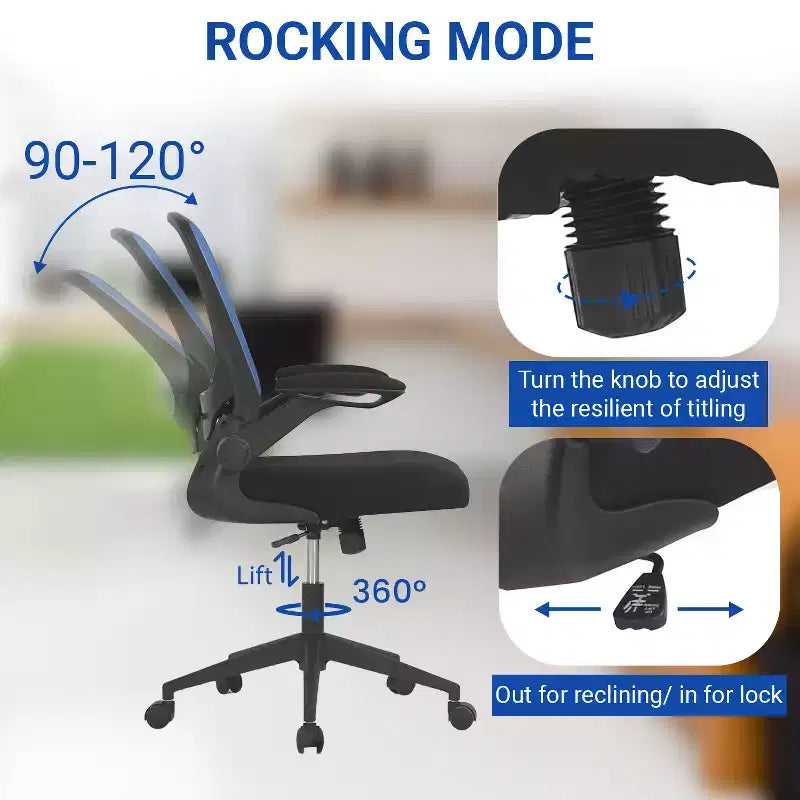 Chaise de bureau Chaise de maison Chaise d'ordinateur de bureau avec support lombaire réglable, base pivotante et accoudoirs pour un confort et une productivité maximum