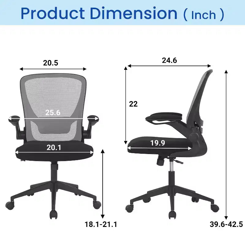 Chaise de bureau Chaise de maison Chaise d'ordinateur de bureau avec support lombaire réglable, base pivotante et accoudoirs pour un confort et une productivité maximum