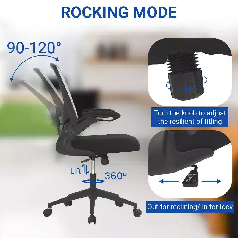 Chaise de bureau Chaise de maison Chaise d'ordinateur de bureau avec support lombaire réglable, base pivotante et accoudoirs pour un confort et une productivité maximum