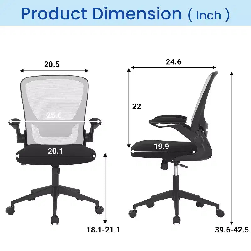 Chaise de bureau Chaise de maison Chaise d'ordinateur de bureau avec support lombaire réglable, base pivotante et accoudoirs pour un confort et une productivité maximum