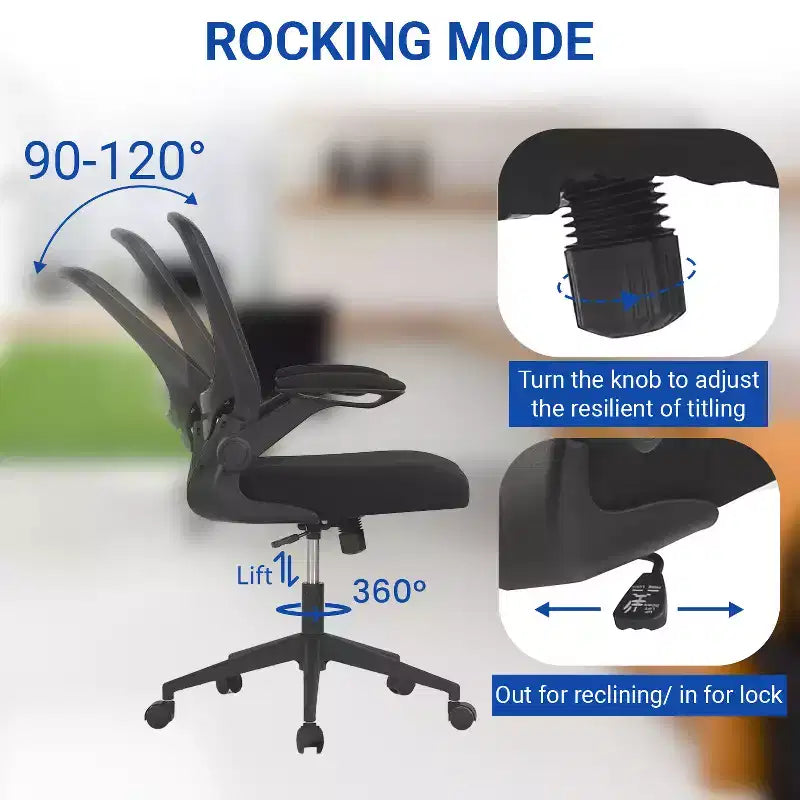 Chaise de bureau Chaise de maison Chaise d'ordinateur de bureau avec support lombaire réglable, base pivotante et accoudoirs pour un confort et une productivité maximum