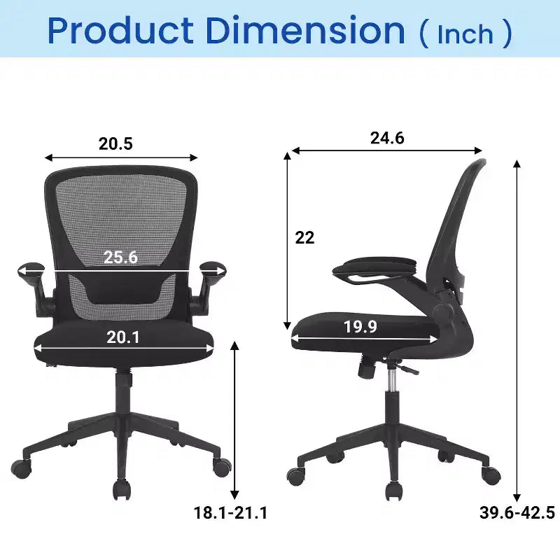 Chaise de bureau Chaise de maison Chaise d'ordinateur de bureau avec support lombaire réglable, base pivotante et accoudoirs pour un confort et une productivité maximum