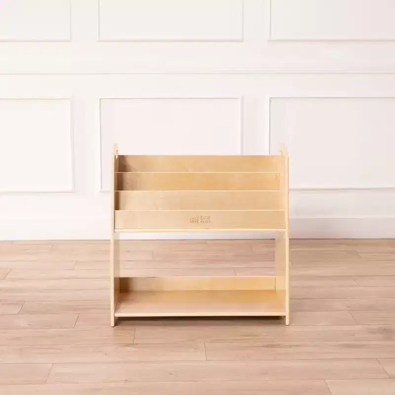 Présentoir à livres au sol 3 étagères avec poignées et rangement, 76 cm, Bibliothèque pour enfants