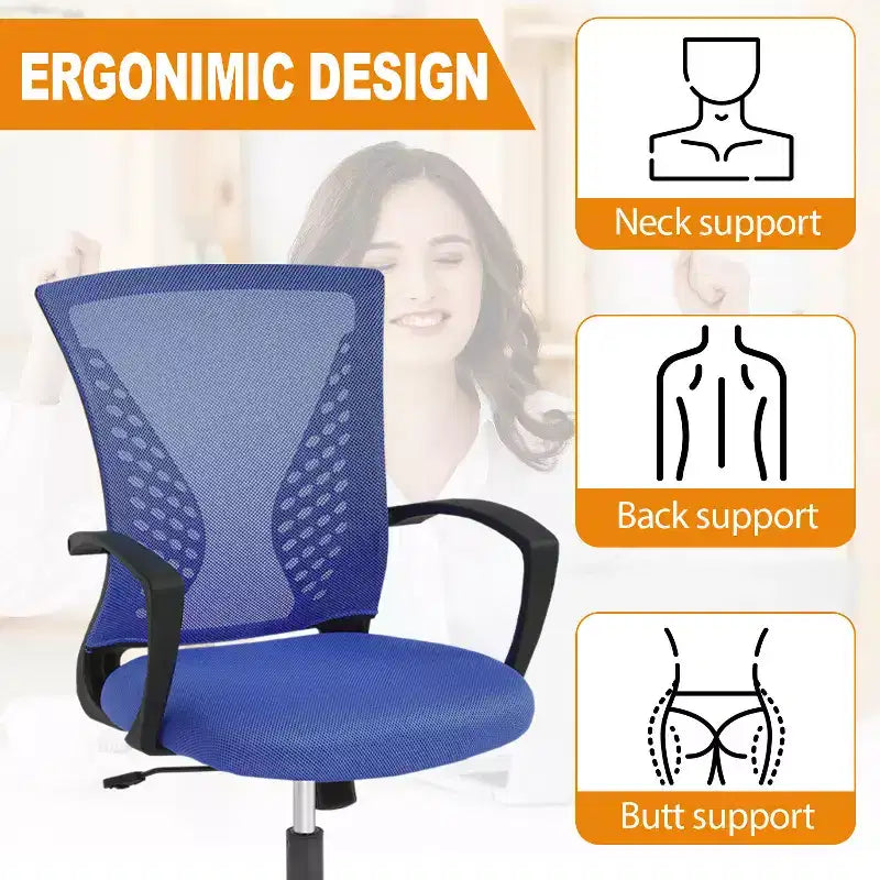 Fauteuil de bureau en maille, chaise de bureau, chaise de direction avec siège réglable en hauteur et dossier respirant
