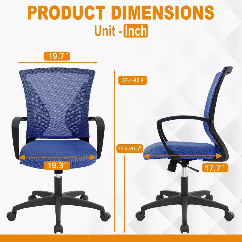 Fauteuil de bureau en maille, chaise de bureau, chaise de direction avec siège réglable en hauteur et dossier respirant