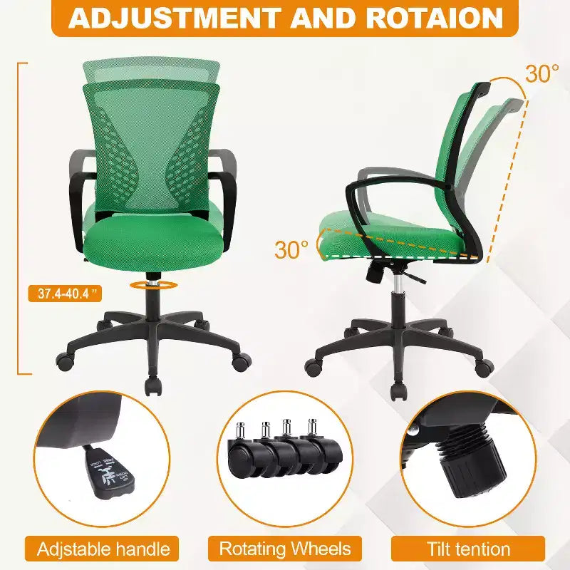 Fauteuil de bureau en maille, chaise de bureau, chaise de direction avec siège réglable en hauteur et dossier respirant