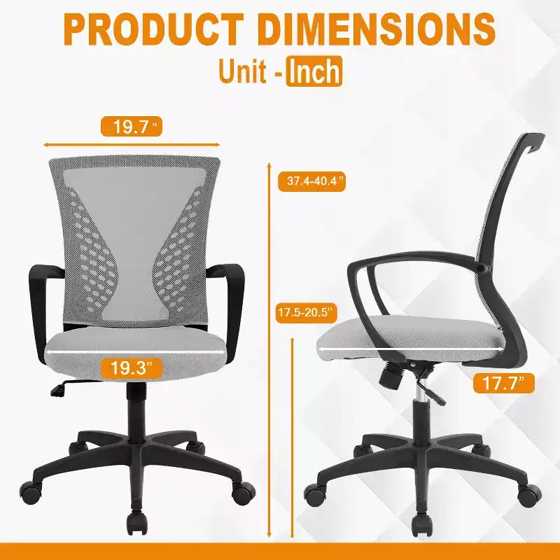 Fauteuil de bureau en maille, chaise de bureau, chaise de direction avec siège réglable en hauteur et dossier respirant