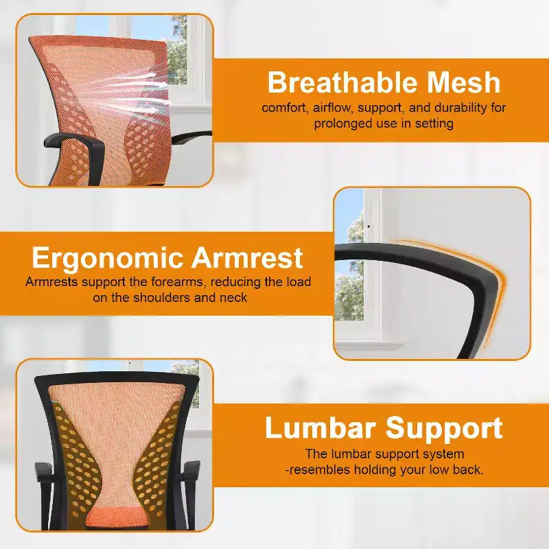 Fauteuil de bureau en maille, chaise de bureau, chaise de direction avec siège réglable en hauteur et dossier respirant