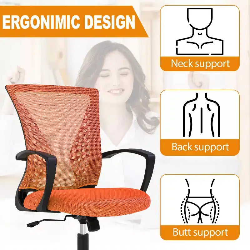 Fauteuil de bureau en maille, chaise de bureau, chaise de direction avec siège réglable en hauteur et dossier respirant