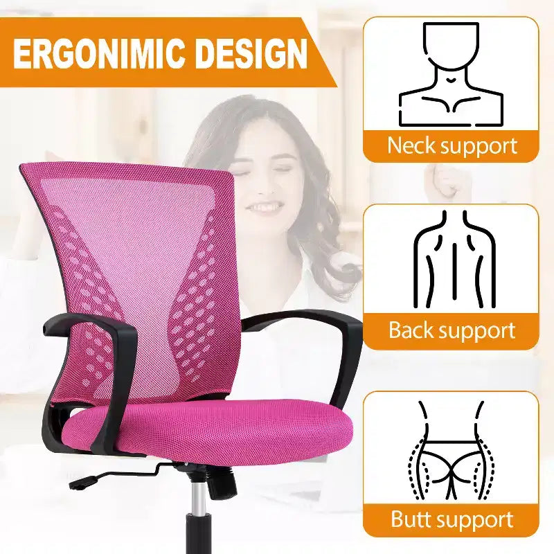 Fauteuil de bureau en maille, chaise de bureau, chaise de direction avec siège réglable en hauteur et dossier respirant