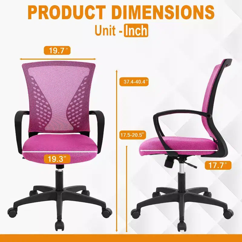 Fauteuil de bureau en maille, chaise de bureau, chaise de direction avec siège réglable en hauteur et dossier respirant