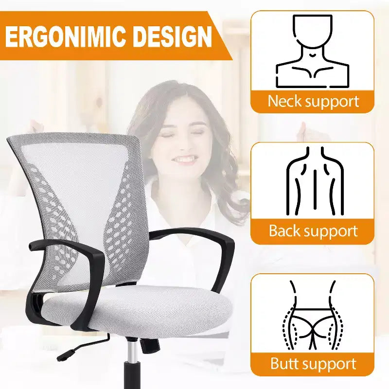 Fauteuil de bureau en maille, chaise de bureau, chaise de direction avec siège réglable en hauteur et dossier respirant
