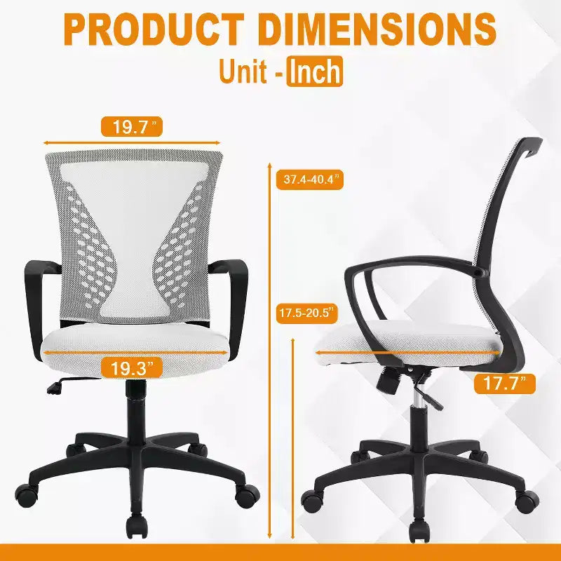 Fauteuil de bureau en maille, chaise de bureau, chaise de direction avec siège réglable en hauteur et dossier respirant