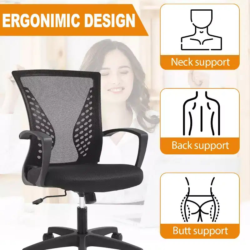 Fauteuil de bureau en maille, chaise de bureau, chaise de direction avec siège réglable en hauteur et dossier respirant