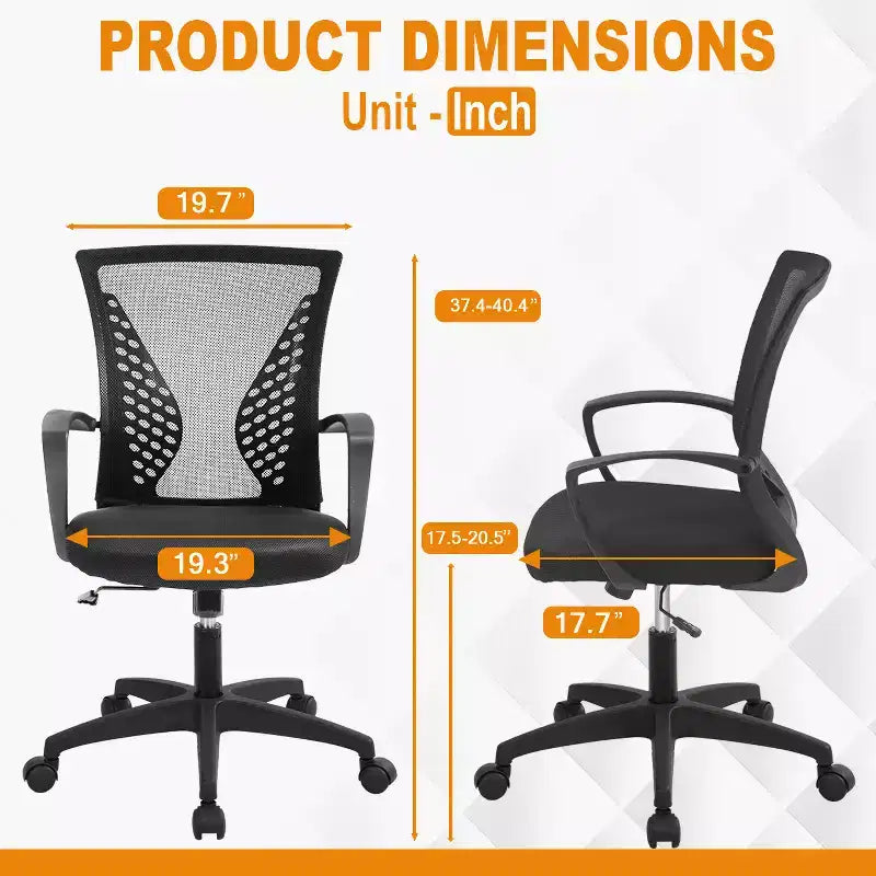 Fauteuil de bureau en maille, chaise de bureau, chaise de direction avec siège réglable en hauteur et dossier respirant