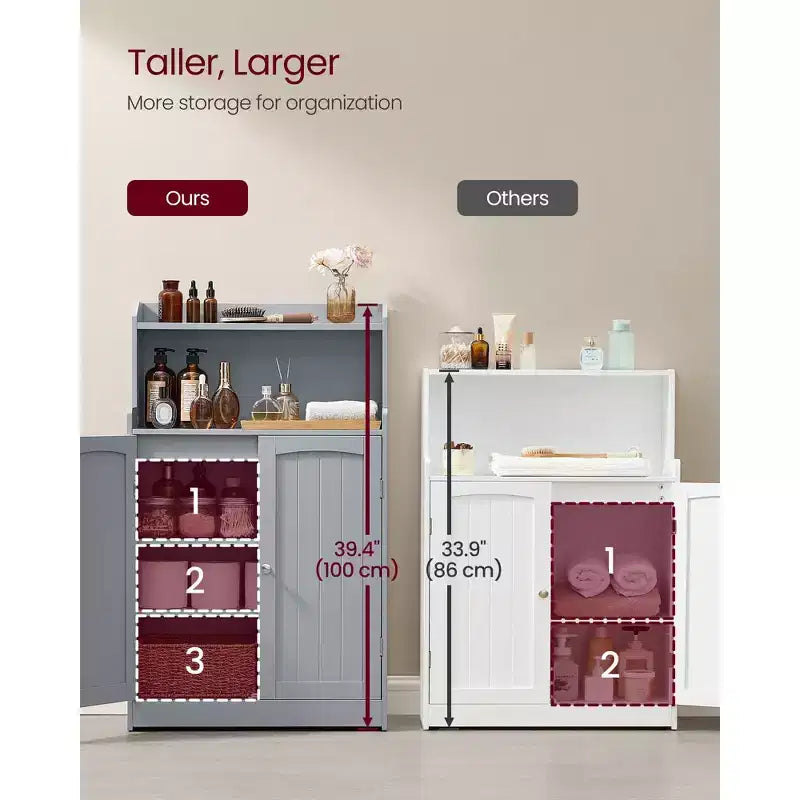 Meuble de rangement pour salle de bain, meuble bas de salle de bain avec 2 portes, 2 étagères réglables, 30 x 60 x 100 cm, sur pied