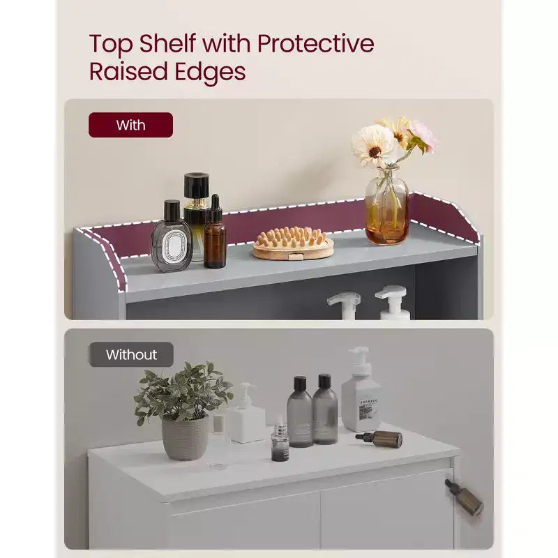 Meuble de rangement pour salle de bain, meuble bas de salle de bain avec 2 portes, 2 étagères réglables, 30 x 60 x 100 cm, sur pied