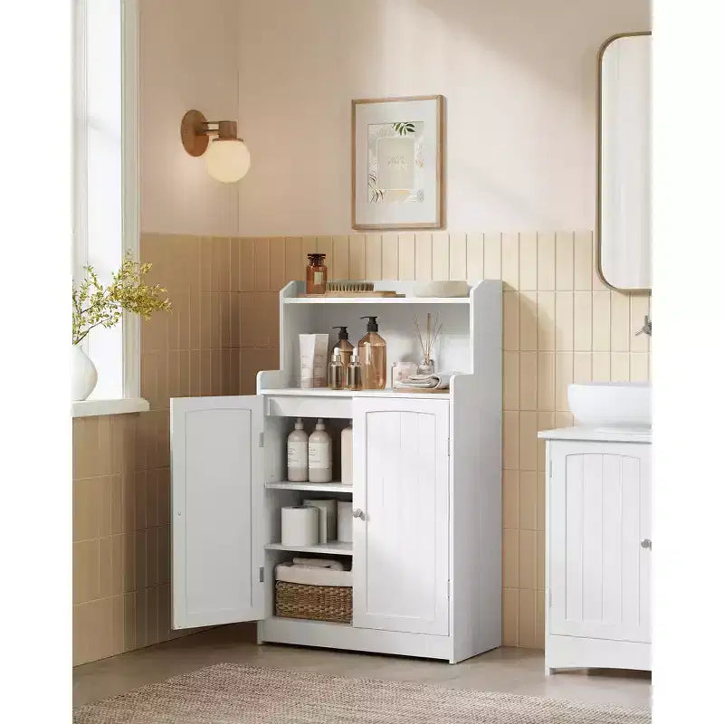 Meuble de rangement pour salle de bain, meuble bas de salle de bain avec 2 portes, 2 étagères réglables, 30 x 60 x 100 cm, sur pied