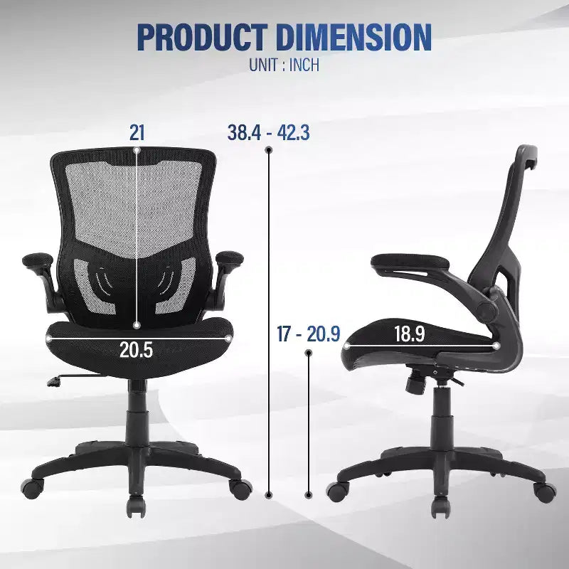Chaise de bureau Chaise de maison Chaise d'ordinateur avec soutien lombaire Accoudoirs réglables Accoudoirs relevables et base pivotante