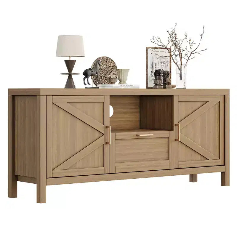 TV Stand for 65 Inch TV, Farmhouse TV Console Table for Living Room, Tall Entertainment Center with Double Barn Doors for Bedroom