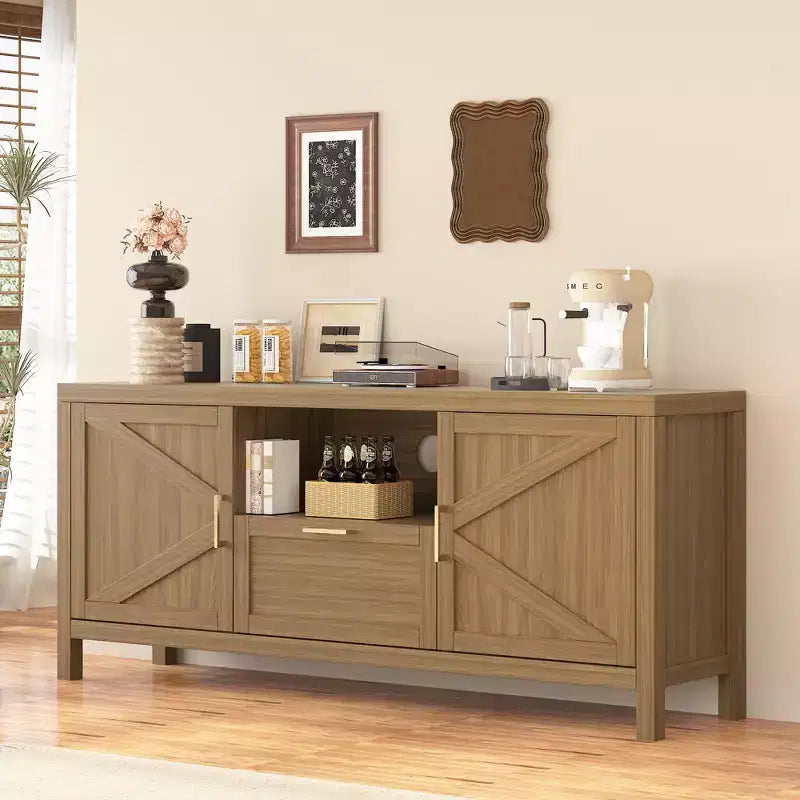 Meuble TV pour Téléviseur 65 Pouces, Table Console TV de Ferme pour Salon
