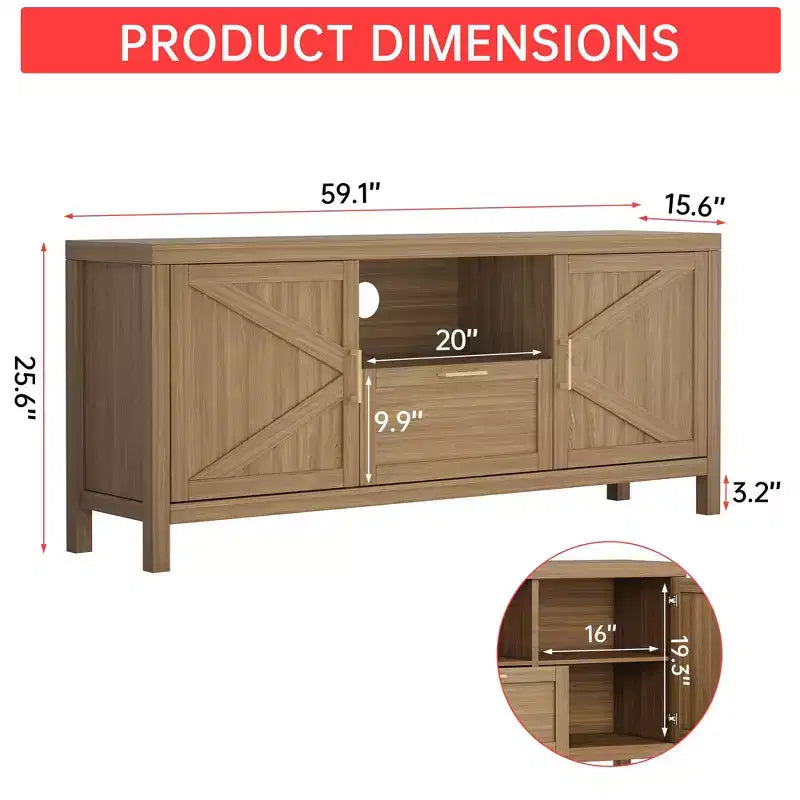 Meuble TV pour Téléviseur 65 Pouces, Table Console TV de Ferme pour Salon