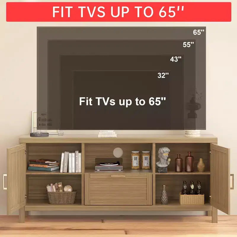 Meuble TV pour Téléviseur 65 Pouces, Table Console TV de Ferme pour Salon
