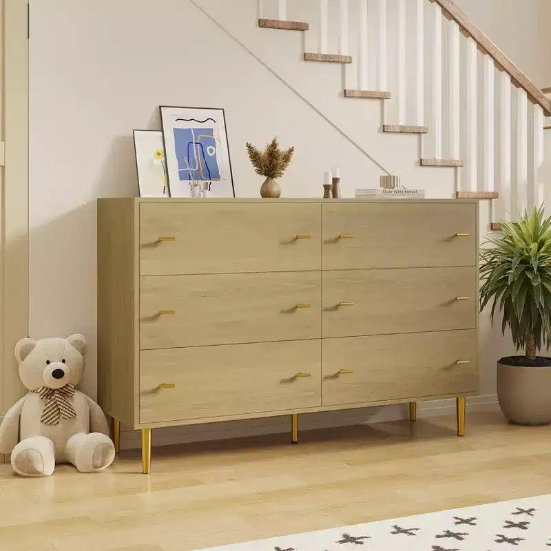 Commode rustique en bois avec poignées barre, design vintage, organisateur de commodes de rangement pour chambre, salon, couloir